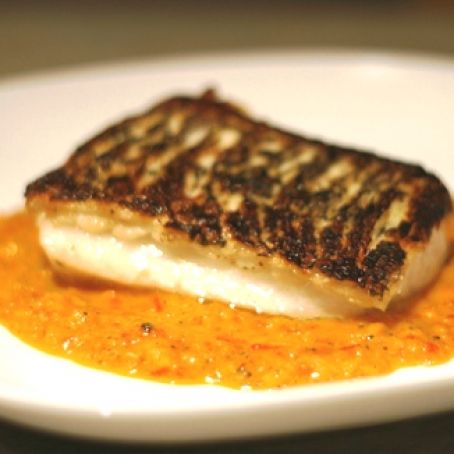 Chilean Sea Bass with Roasted Red Pepper Sauce Recipe
