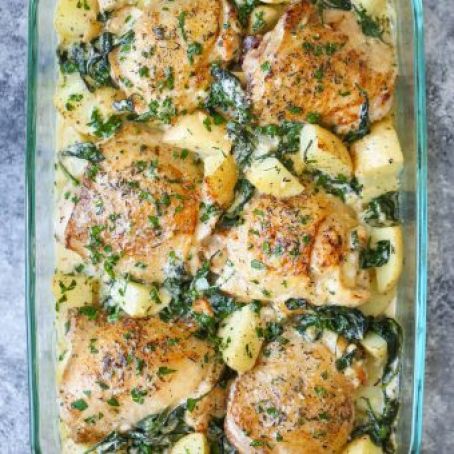 Chicken and Potatoes with Garlic Parmesan Cream Sauce