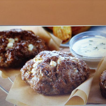 Mediterranean burgers with feta cheese sauce