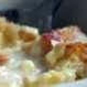 White chocolate bread pudding