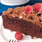 Chocolate Cake with Ganache and Praline Topping