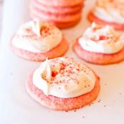 Strawberry Cake Mix Cookies with Vanilla Cream Cheese Frosting