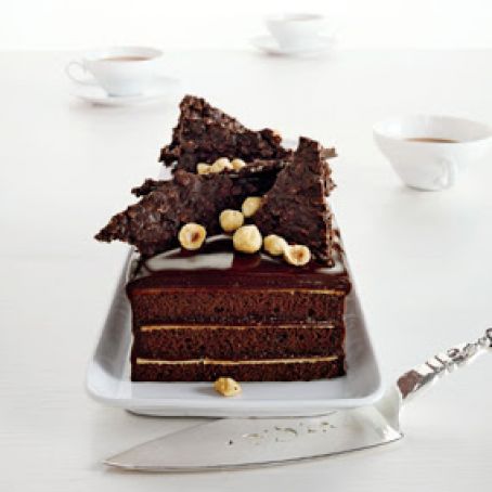 Chocolate Hazelnut Cake with Praline Crunch