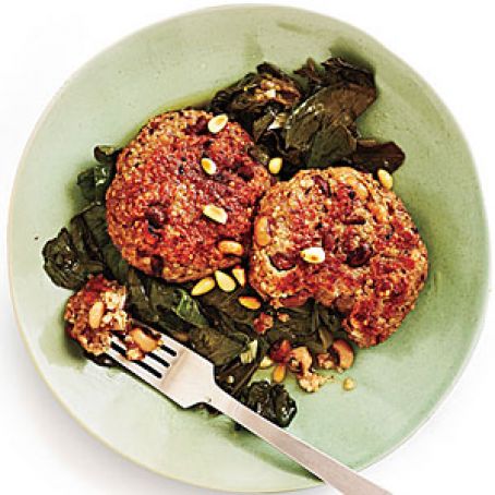 Black-Eyed Pea Cakes and Beer-Braised Turnip Greens