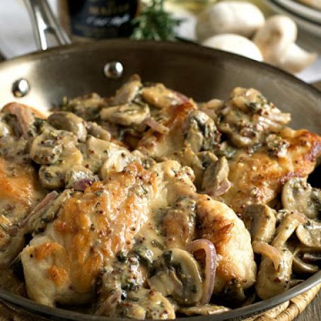 chicken breasts with mushroom and onion dijon sauce