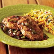 Pork Scaloppoini, Balsamic,  and  Tomato-buttered Noodles