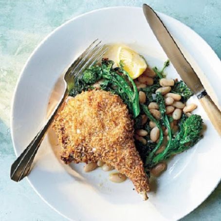 Panko-Crusted Pork Chops With Roasted Broccoli Rabe
