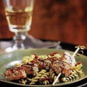 Scallops - grilled with pesto and a balsamic glaze