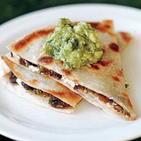 Black Bean and Goat Cheese Quesadillas with Guacamole