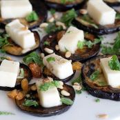 Meatless Monday: grilled eggplant/aubergine with feta, golden raisins and mint