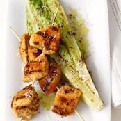 Chicken Skewers With Grilled Romaine