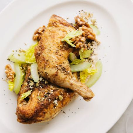 Roast Half Chicken with Cashew Tarator and Celery