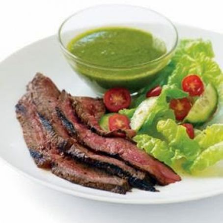Grilled Sirloin Steak with Herb Sauce