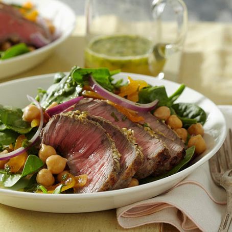 Sesame-Crusted Beef and Spinach Salad