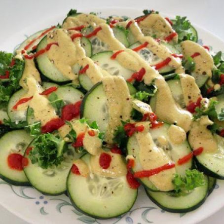 Cucumber Kale Salad with Vegan Tzadziki