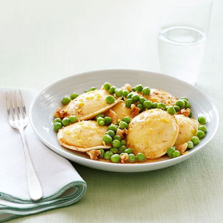 Ravioli with Peas and Brown Butter Sauce