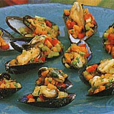Curry-Marinated Mussels on the Half Shell
