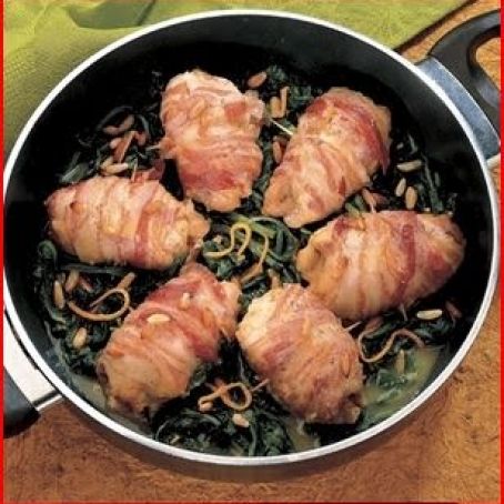 chicken with pancetta, swiss chard and pine nuts