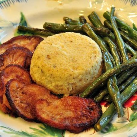 Roasted Garlic Custard, Pom Pom Mushrooms, Green Beans