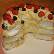 Angel Food Cake w/walnuts & fruit