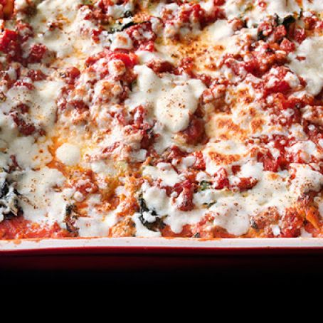 Sausage, Spinach, and Three Cheeses Lasagna