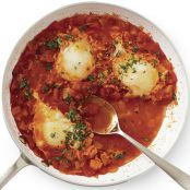 Tomato-Harissa Poached Eggs