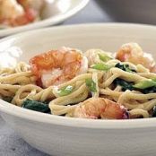 Stir-Fried Shrimp with Spinach & Peanut Noodles
