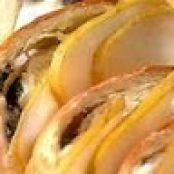 Pork Chops in Creamy Champagne Sauce and Raisin Bread with Mascarpone and Pears