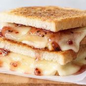 Parmesan Crusted Fondue Grilled Cheese with Pepper Jelly