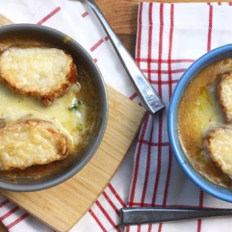 White Bean Kale Soup, French Onion Soup Style