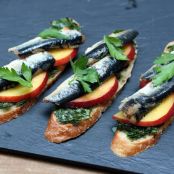 Sardine Tartines with Herb Spread, Tomatoes, and Mixed Greens