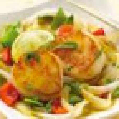 Seafood: Rice Noodles and Scallops in Green Curry