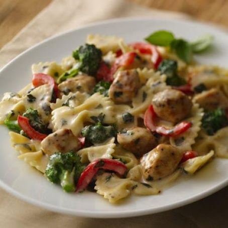 Chicken and Pasta with Creamy Basil Sauce
