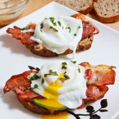 Poached Egg on Toast Bacon and Avocado