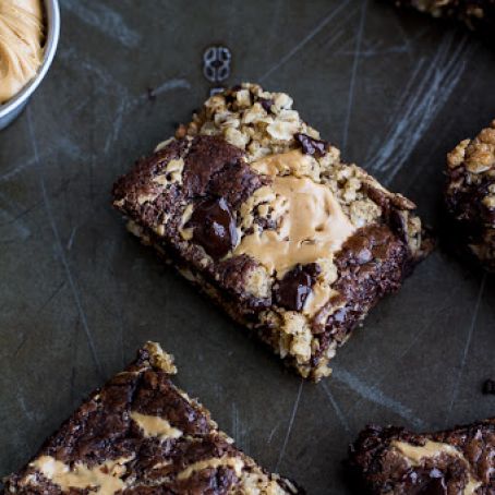 Oatmeal Chocolate Chunk Cookie Peanut Butter Swirled Brownies