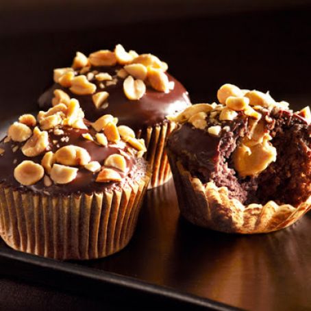 Peanut Butter Cream-Filled Devil's Food Cupcakes