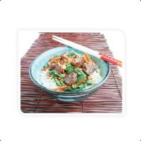 Korean Beef-less Tips rice bowl