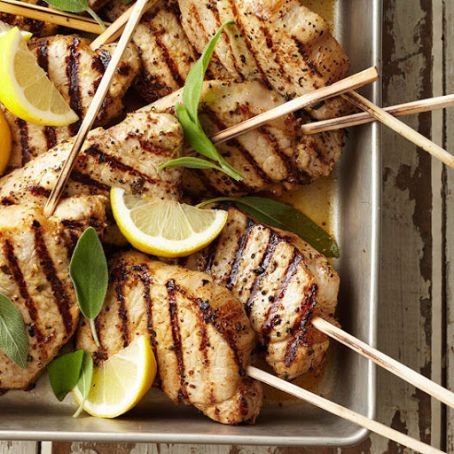 Lemon-Sage Pork Chops on a Stick