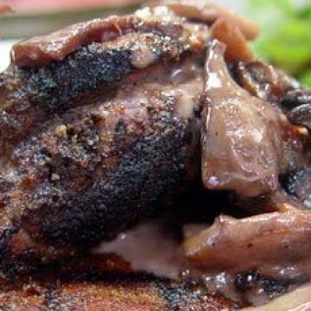 Spice Rubbed Grilled Rib Eye Steak with Creamy Mushroom Sauce