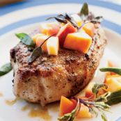 Sage-Rubbed Pork Chops with Pickled Peach Relish