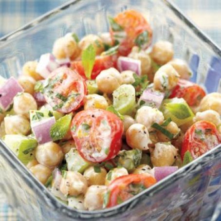 Chickpea Salad With Lemon Yogurt Dressing
