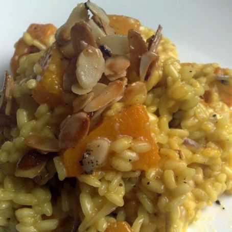 Roasted Butternut Squash Risotto with Maple Syrup Almonds