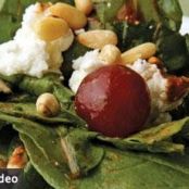 Spinach Salad with Feta Cheese and Seedless Grapes