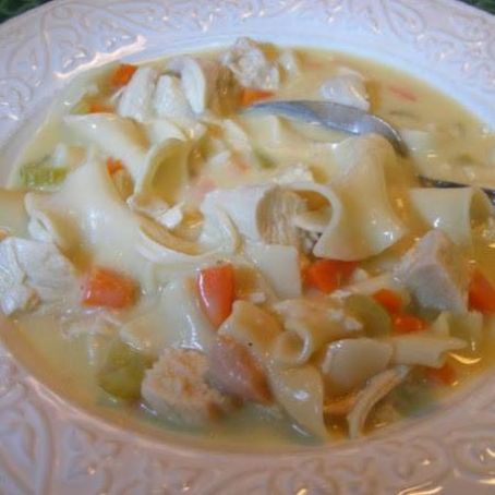 Creamy Crock Pot Chicken Noodle Soup (no canned creamed soups in this!)