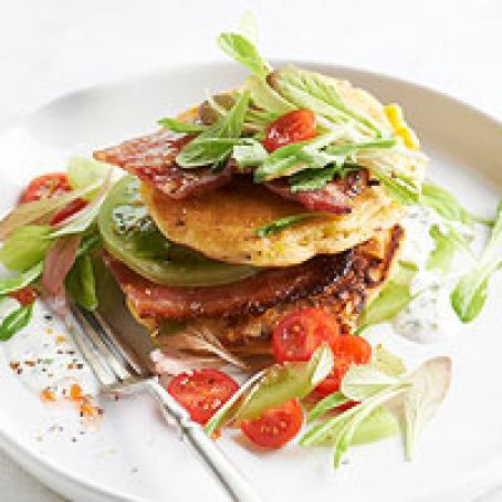 BLT Corn Cakes with Buttermilk Dressing