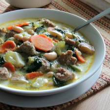Italian Sausage, Potato & Spinach Soup