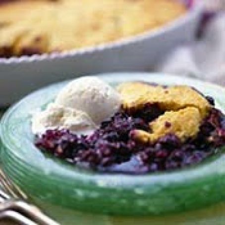 CINNAMON CORNBREAD COBBLER w/BLUEBERRIES