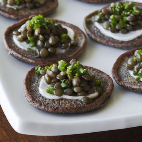 Beluga Lentil Caviar on Blini
