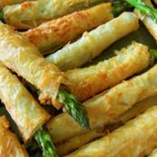 Phyllo wrapped asparagus