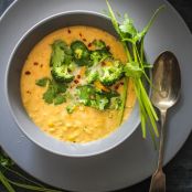 Spicy Thai Corn Soup with Greens